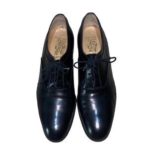 Vintage Salvatore Ferragamo Black Italian Leather Men’s Dress Shoes Size 10